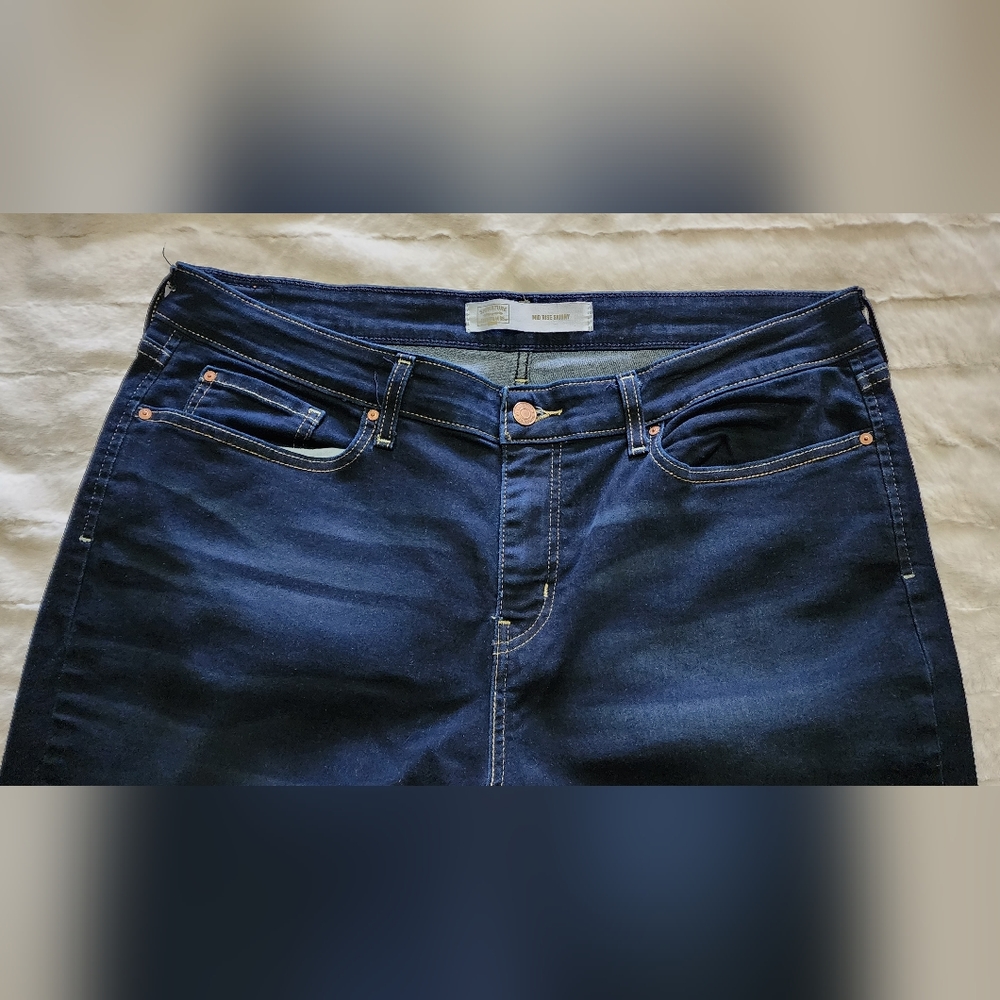 LEVI STRAUSS SIGNATURE GOLD Mid Rise Dark Wash Skinny Jeans SZ 16